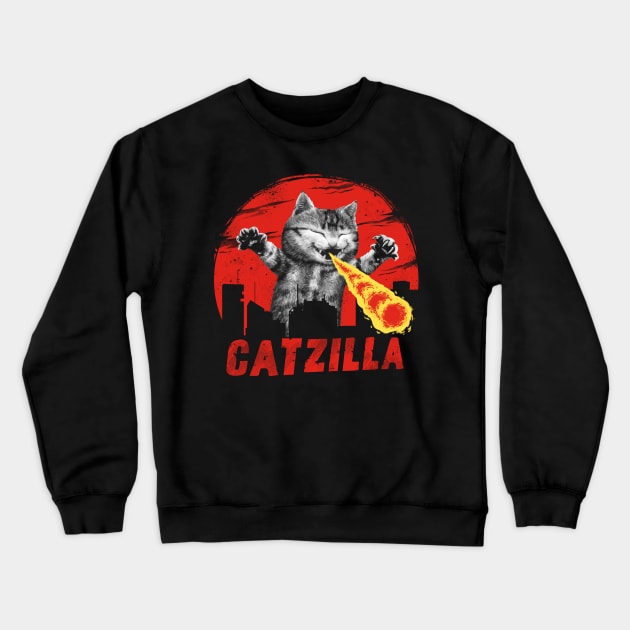Catzilla Crewneck Sweatshirt by Vincent Trinidad Art